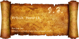 Vrbik Henrik névjegykártya